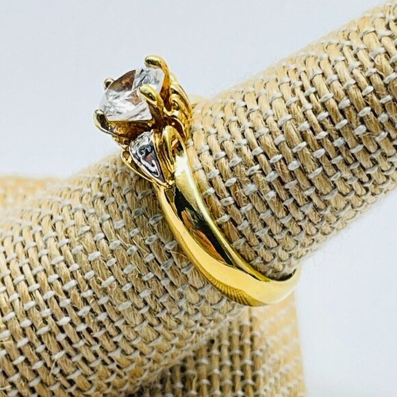 14KGE Crystal Band Ring Bridal Wedding Promise Commitment  Love Classic - Picture 7 of 9